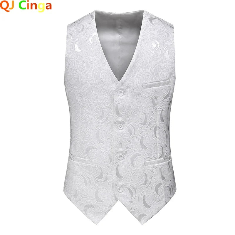 2026 New Men's Red Sleeveless Vest Coat, Single-breasted V Neck Waistcoat, Wedding Party Vests Blue Black Asian Size M-5XL 6XL
