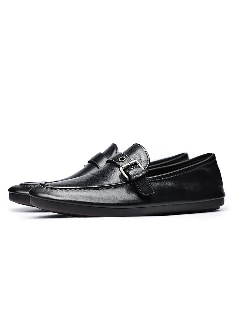 High-end Washed Genuine Leather Loafers Men's Shoes Slip on Fashion Trendy Casual Dress Work Leather Shoes Male Flats