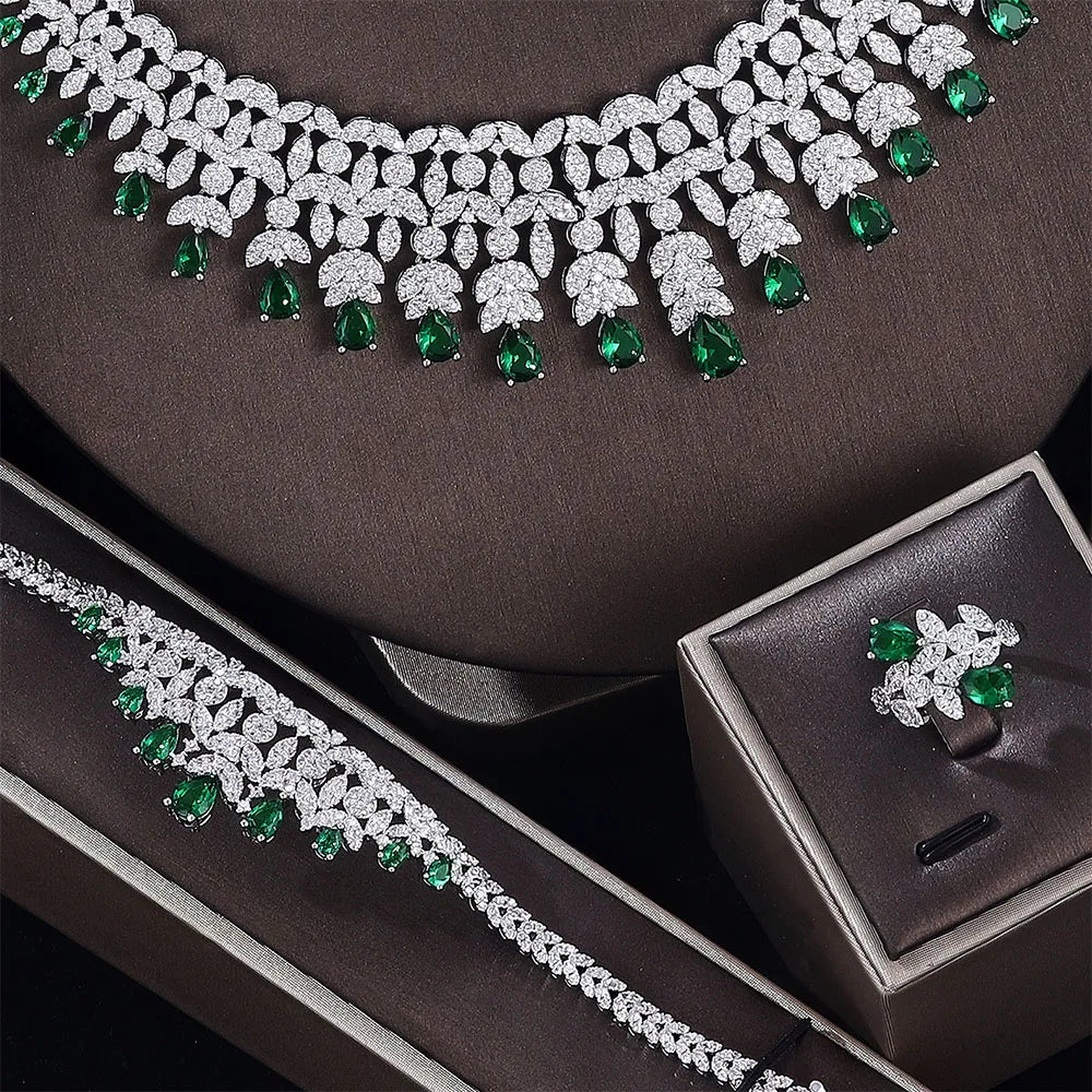 4-piece luxury suit necklace earrings bracelet ring accessories women's bohemian luxury jewelry party