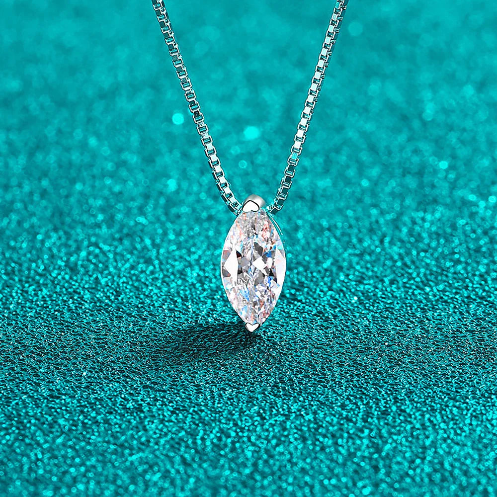1CT Marquise Moissanite Pendant Neckalce 925 Sterling Silver Plated Gold Water Drop Diamond Necklaces Certified For Women Daily