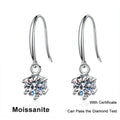 1ct 6.5mm Moissanite Droop Earrings for Women Original Wedding Chrismas Gift S925 Sterling Silver Hoop Earring Wholesale