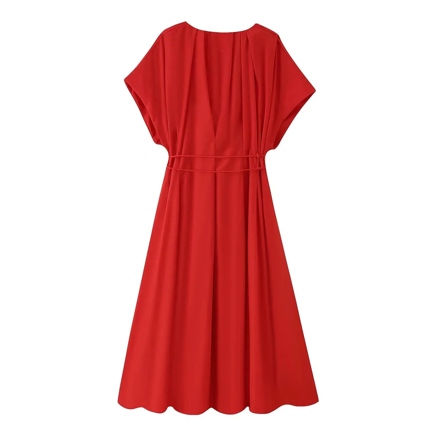 2026 Spring Summer Vintage Women Dress Fashion Single Breasted Sashes Draped V Neck Sleeveless Chic Brown Ladies Dresses