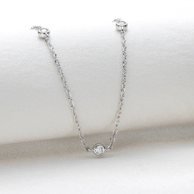 925 Sterling Silver Necklaces Round Cut 2.5mm/4mm Bezel Moissanite Choker Necklace for Women Multilayer Neck Jewelry