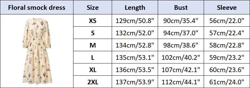 SS26 Women Smock Floral Dress Sweet Style