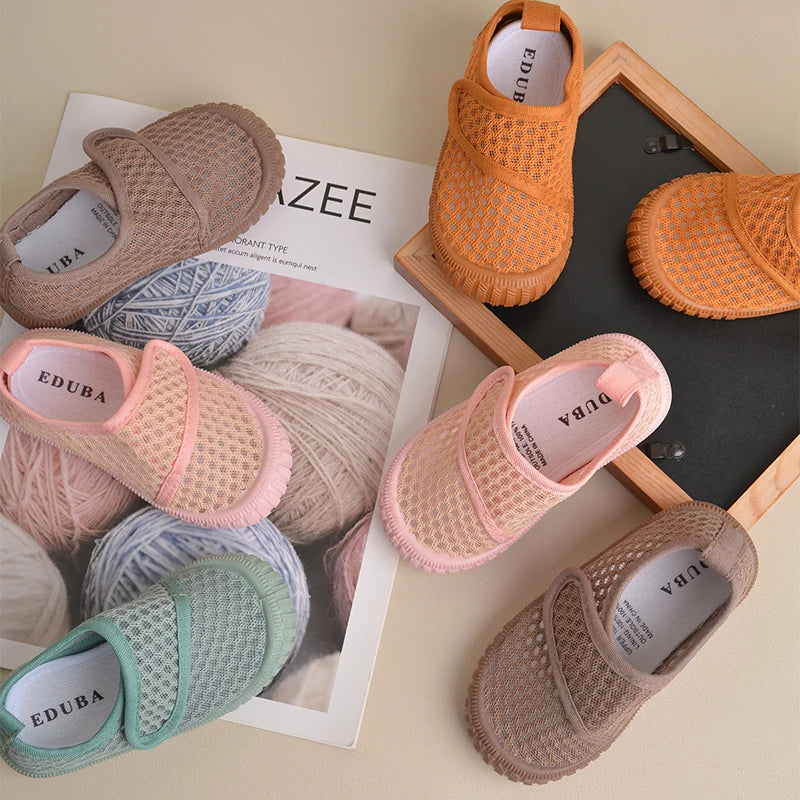 Light Colored Kids Mesh Flat Sneakers  Spring Summer Toddlers Daily Breathable Soft Durable Outdoor  Shoes EY8237