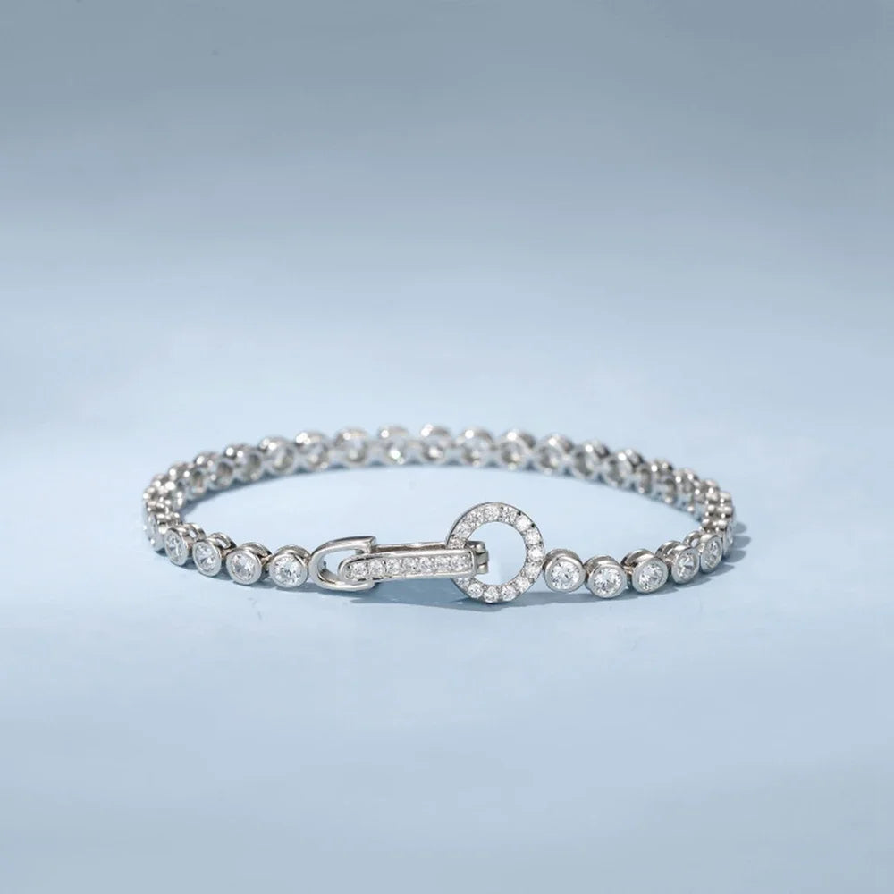 100% 925 Sterling Silver Create Moissanite Party Fashion Women's Chain Bracelet Boutique Jewelry Wedding Ring
