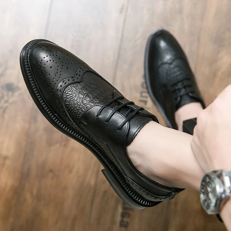 Designer Business Oxfords Formal Wedding Mens Derby Italian Original Crocodile Leather Dress Office Loafers Casual Shoes for Men