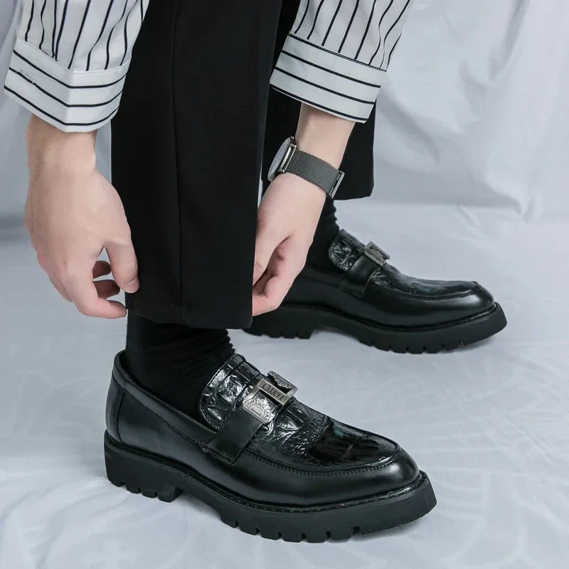 Mens Loafers Party Business Thick Soled Men Leather Shoes Dress Platform Shoes Comfortable Fashion New Casual Shoes for Men