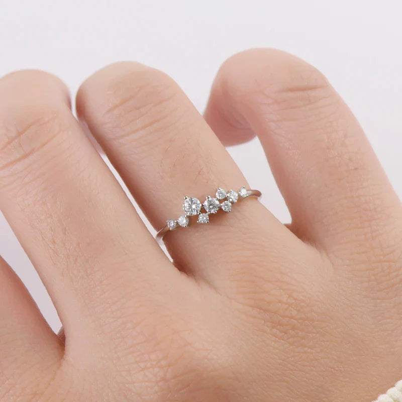 Moissanite Diamond Necklace Ring 925 Sterling Silver Cluster Pendant Jewelry Set For Women Laides Engagement Rings Gift