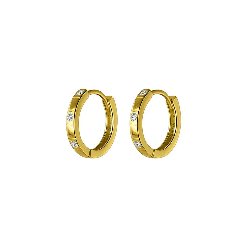 925 Sterling Silver Statemnet Gold Plaid Simple Huggies Ear Buckles Elegant French Piercing Hoop Earring for Women Jewelr