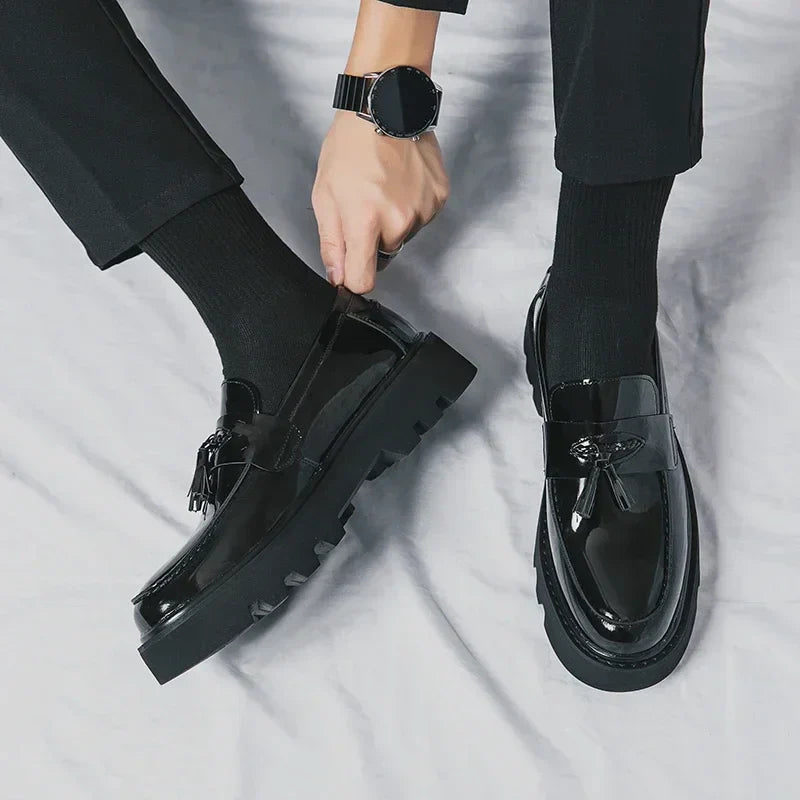 Genuine Leather Men Shoes Fashion Men Work Shoe Luxury Design Thick Bottom  Elegant Formal Loafers Outdoor Comfort Business Shoe