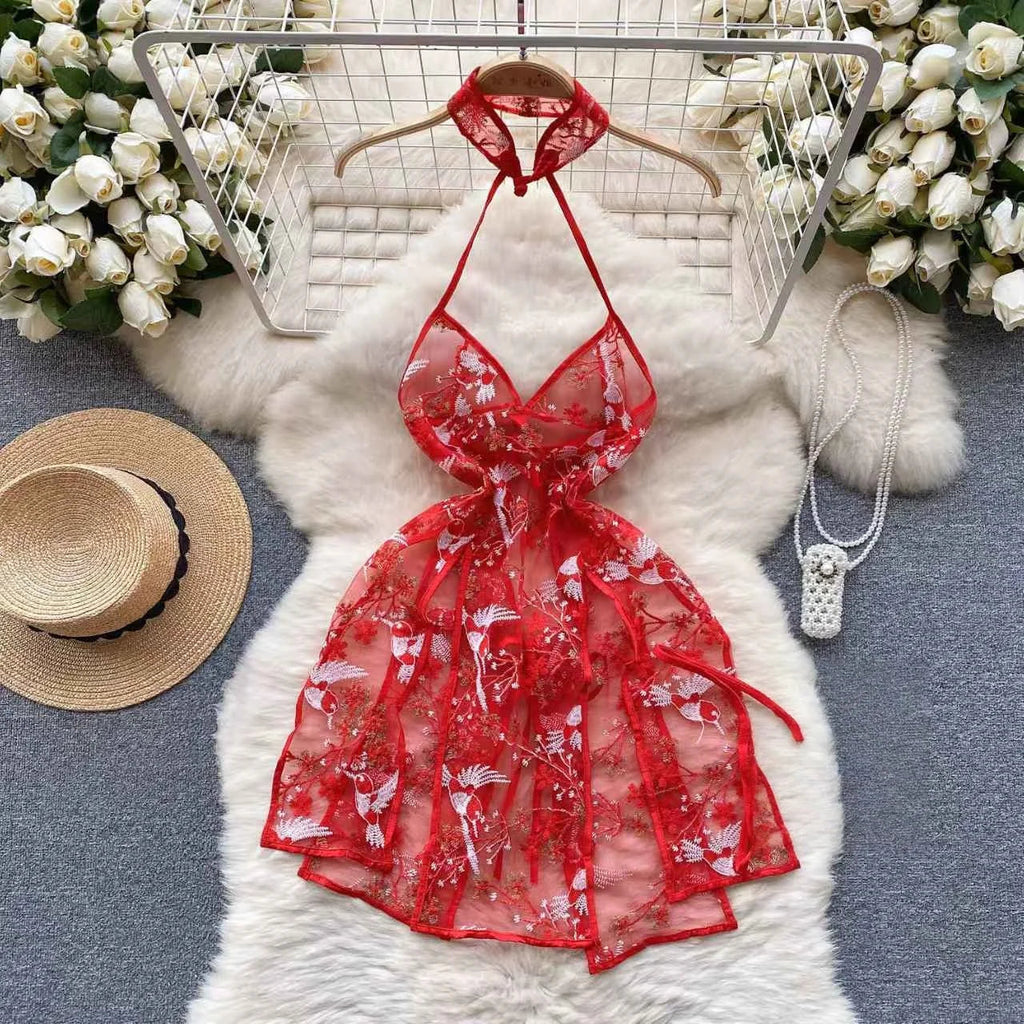 Woman Plus Size Sexy V-Neck Strap Dress Lace Trim Slim Short Dress Women Fashion Comfortable Dress Party Hotsweet