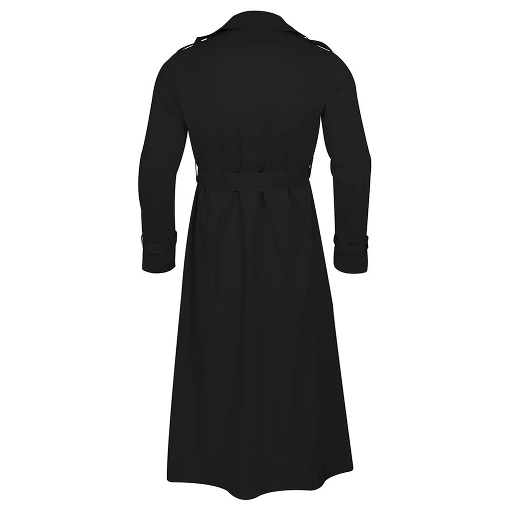 Men'S Windbreaker Spring Autumn Long-Slevee Extra Long Trench Coat Classic Trend Double Breasted Solid Color Temperament Trench