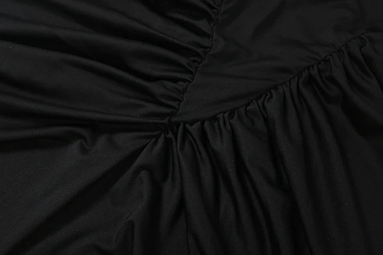Hipster Waistless Ruched Elegant Dress Woman Autumn Style Turtleneck Full Sleeve Hollow Design Prom Party Long Bodycon