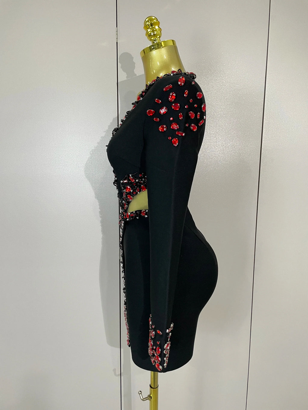 Women Celebrity Sexy Long Sleeve V Neck Rhinestone Black Bandage Dress 2025 Elegant Evening Club Luxury Birthday Party Dresses