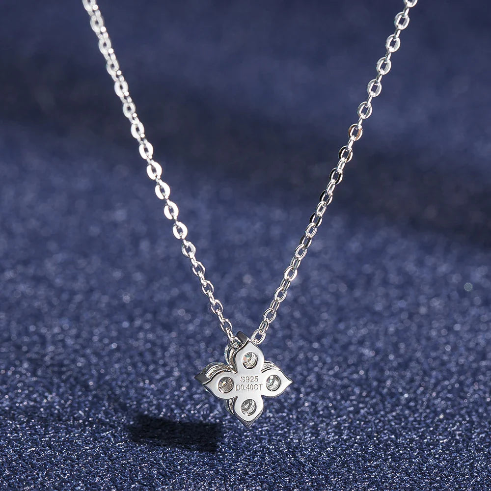 Lucky clove Moissanite Pendant Earrings S925 Sterling Silver Plated 18K Gold 0.4Cttw 4-Stone Diamond Necklace For Women Jewelry