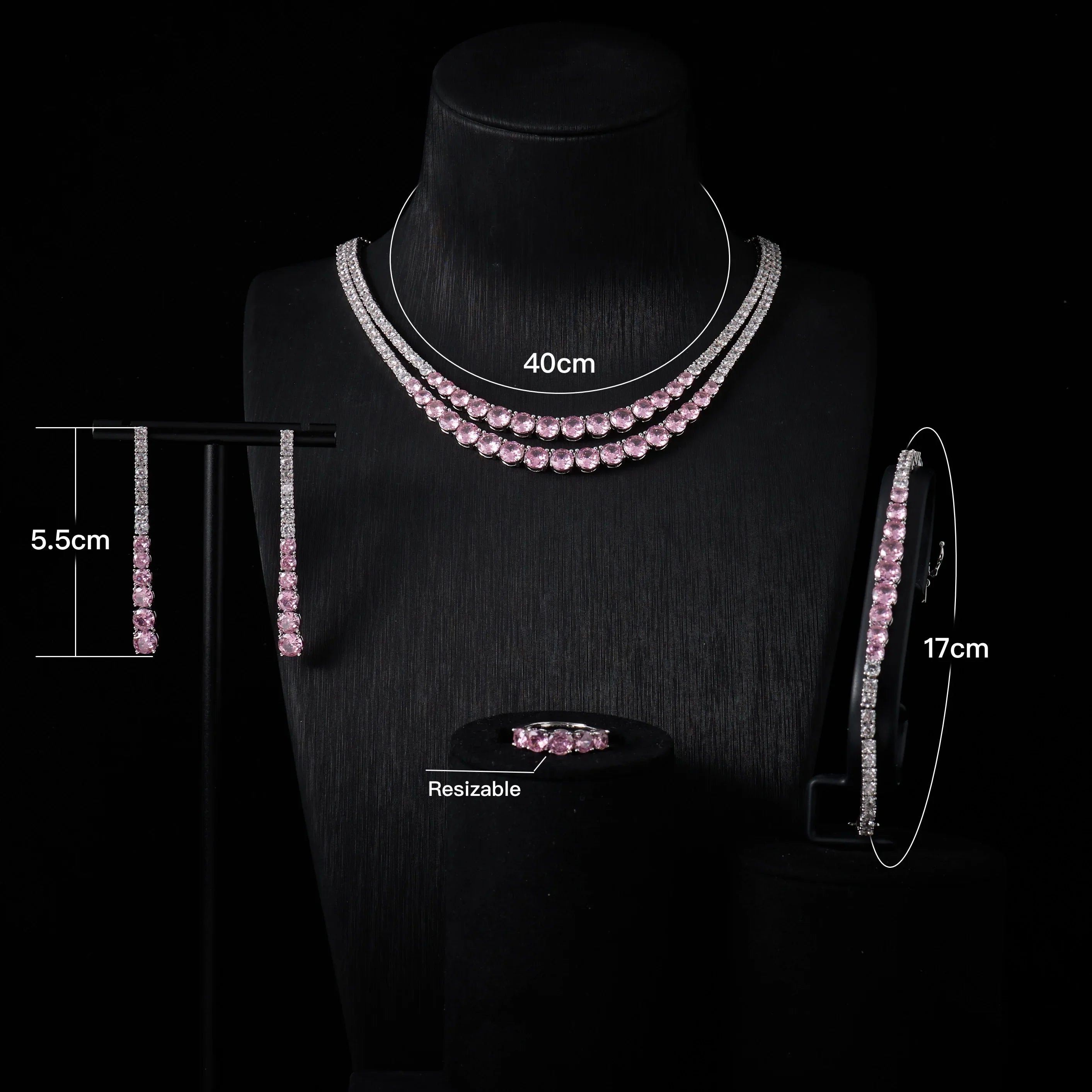 Trendy Jewelry Set for Women Layer Tennis chain Necklace Set Cubic Zircon Wedding Engagement Jewellery Accessories