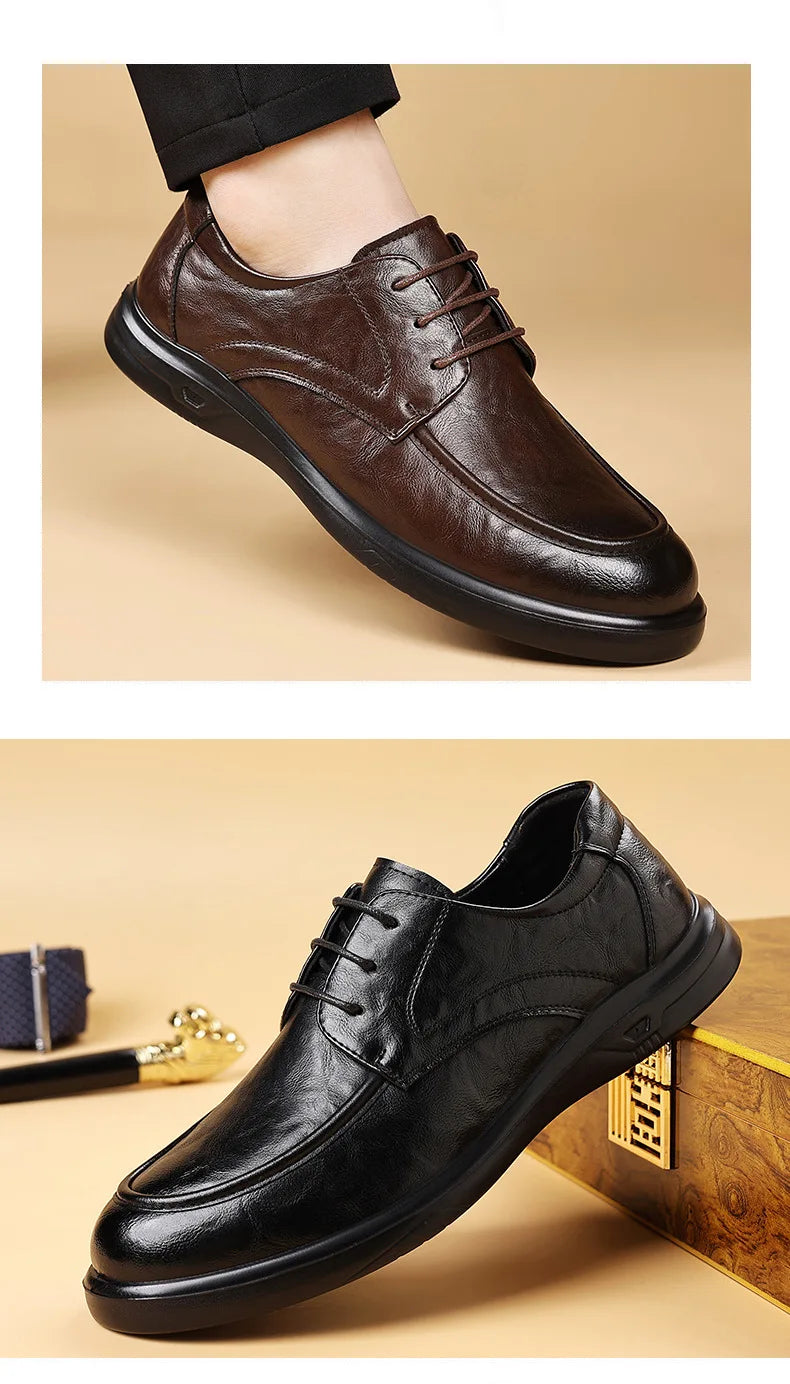 Spring Autumn New Business Casual Shoes for Men Solid Color Fashion Wedding Shoes Male Soft Sole Lace Designer Loafers Man