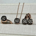 10.6mm Honeycomb Style Jewelry Set For Women Ring Earrings Necklace Rose Gold Candy Crystal Bijoux Gift