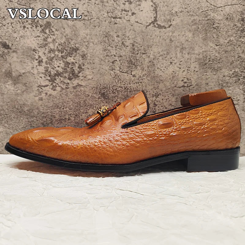 Luxury Men's Loafers Shoes Black Brown Tassel Loafers Slip On Casual Mens Dress Shoes Wedding Office Leather Shoes Men
