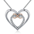 925 Sterling Silver Elegant Double Heart Infinity Love Pendant Necklace for Women Fine Jewelry Anniversary Gift SCN121
