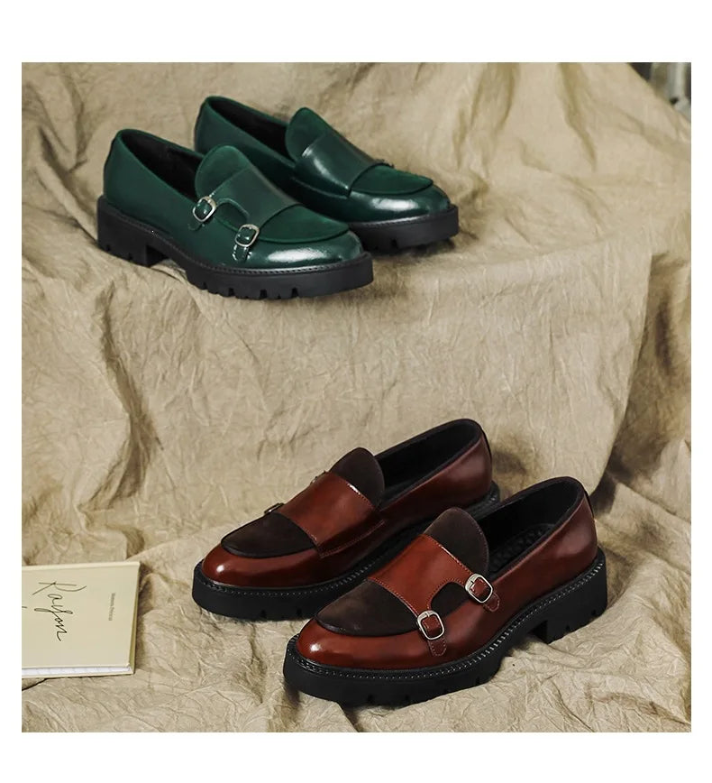 New Buckle Designer Big Size Loafers For Man Spring Autumn Business Leather Platform Shoes Male Fashion Casual Elegant Shoes Man