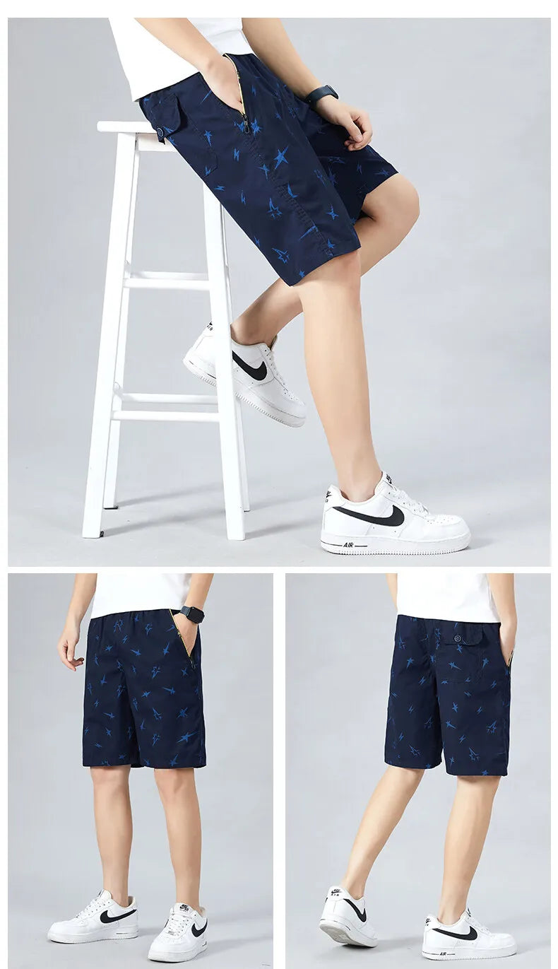 Mens Light Weight Print Shorts Casual Drawstring Elastic Waist Summer Beach Vacation Shorts