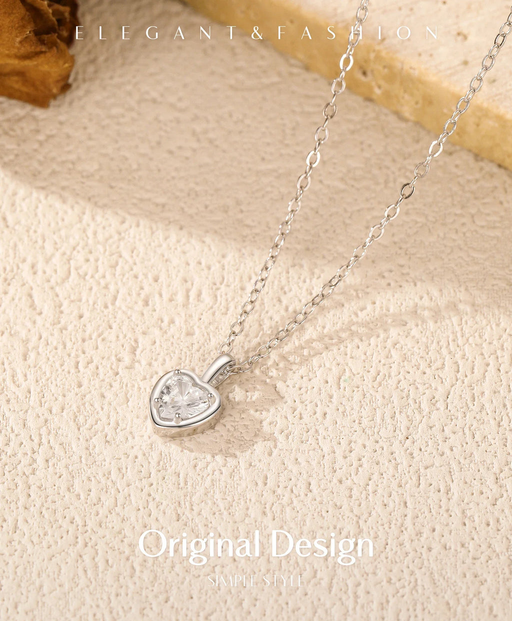 925 Sterling Silver Delicate Sweet Heart Zirconia Wedding Link Chain Pendant Necklace For Women Daily Fine Jewelry