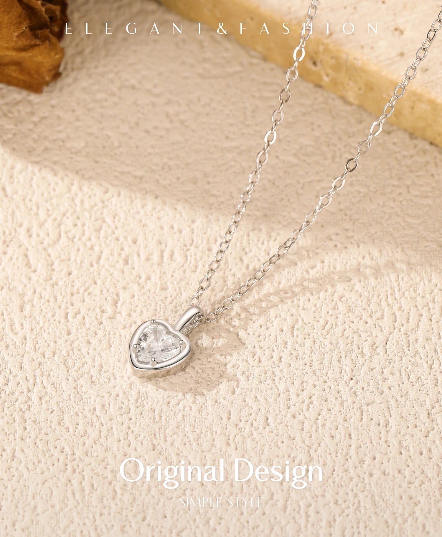 925 Sterling Silver Delicate Sweet Heart Zirconia Wedding Link Chain Pendant Necklace For Women Daily Fine Jewelry