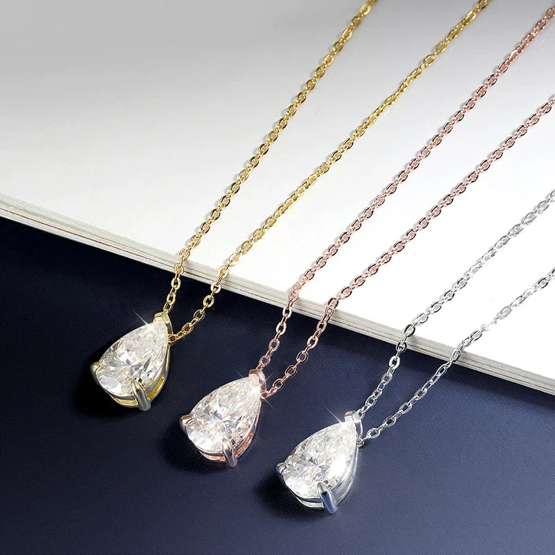 Pear Cut 1/1.5/3/4/5CT D Color Moissanite Pendant Necklace for Women Men 925 Silver Waterdrop Solitaire Diamond Neck Chain
