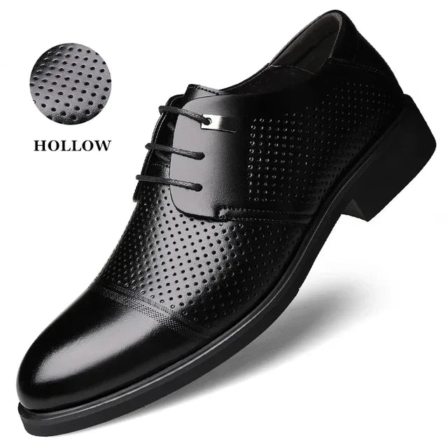 Height Increasing Shoes Man Hollow Breathable Taller Elevator Shoes 6CM Invisible Insole for Daily Men Heighten Wedding Shoes
