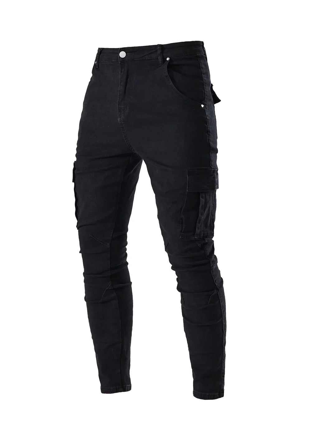 Men's Fahsion Elastic Slim Fit Jeans Men Cargo Denim Pants