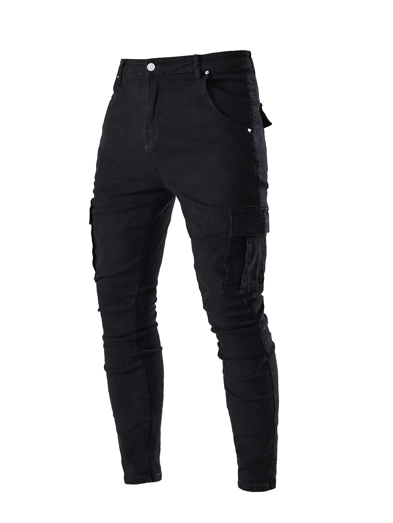 Men's Fahsion Elastic Slim Fit Jeans Men Cargo Denim Pants