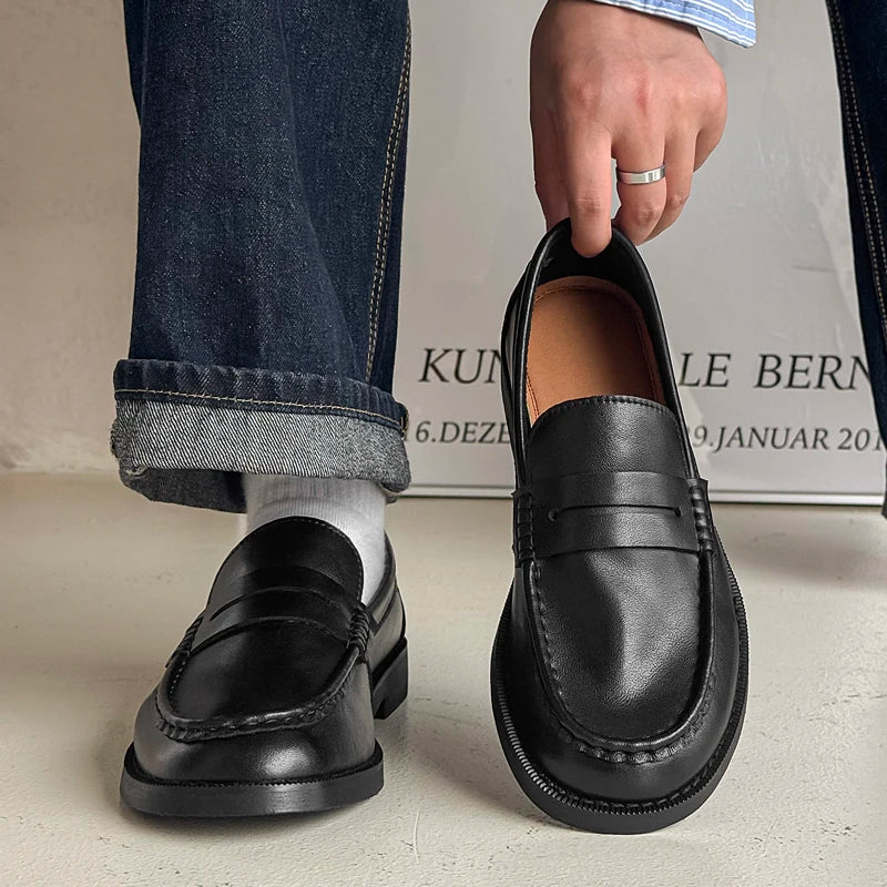 Handmade Mens Leather Loafers Non Slip Slip on Walking Flats Breathable Outdoor Casual Shoes for Man Work Office Driving Shoes