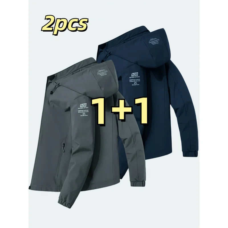 Windproof detachable hooded jacket Korean style trendy loose fashion casual men's jacket