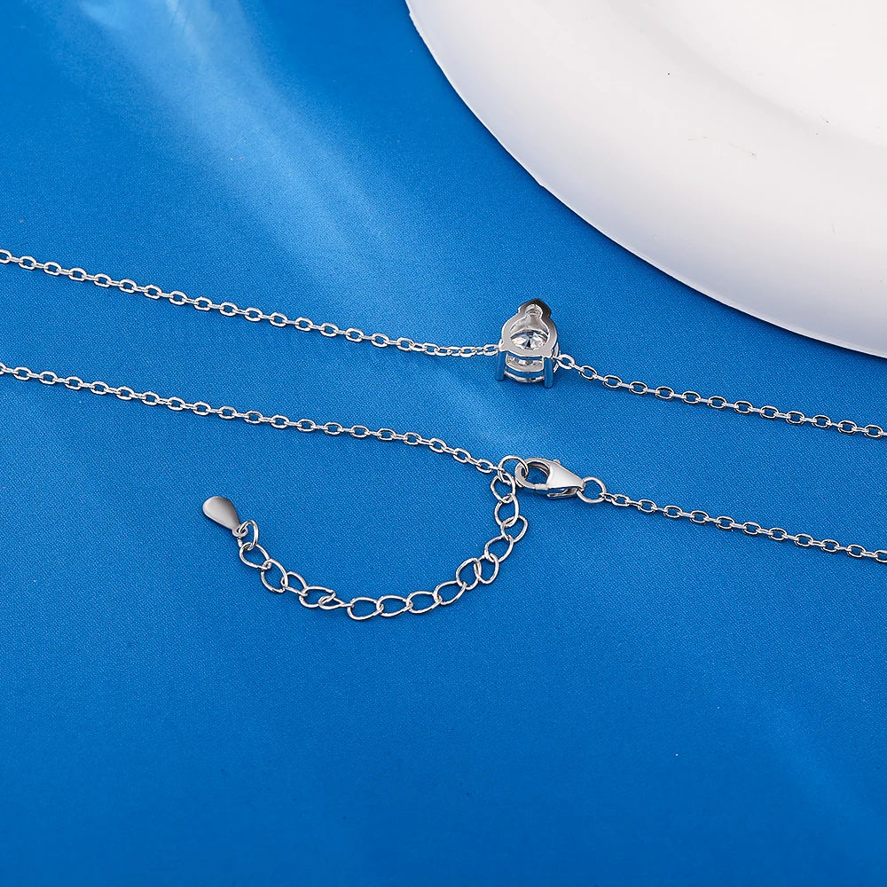 1 Carat Round Brilliant Cut Moissanite Pendant Necklace for Women S925 Silver 18k Gold Plated Solitaire Diamond Pendant Jewelry