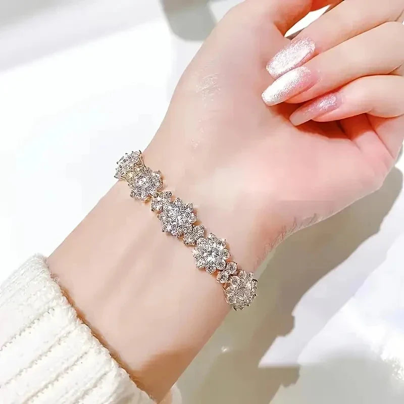 All Mozambique New Sunflower Moissanite Women's Bracelet 925 Sterling Silver Diamond Jewelry Moissanite Diamond Women's Bracelet