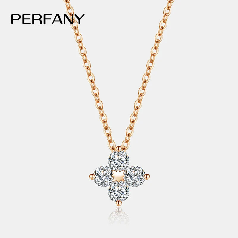 All Moissanite Necklace for Women S925 Pure Silver Classic Clover Laboratory Diamond Pendant Fashion Jewelry