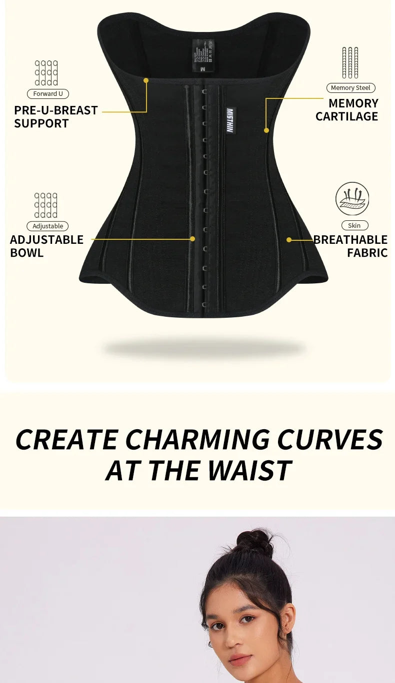 MiiOW U-shaped Waist Trainer Corset Workout Body Shaper Breast Lifted Waist Trainer Soft Steel Bone Slimming Women's Shapewear