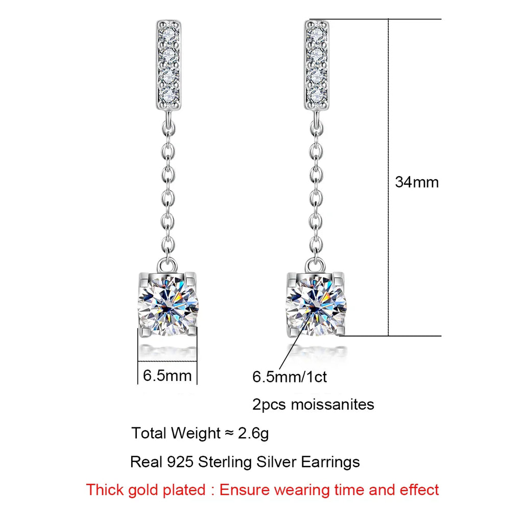 1 Carat D Color Moissanite Diamond Classic Earrings 18K White Gold Plated Charm Earrings For Women Jewelry Wholesale