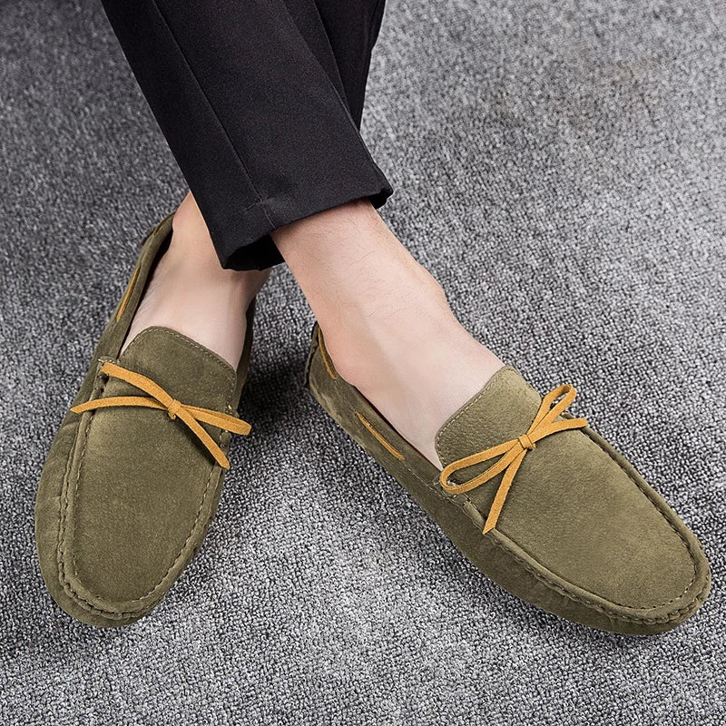 Plus Size Handmade Beanie Shoes for Couples, Trendyy British Style Casual 45 Slip-On Driving 46 Large Size Plus Fat 47 Suede Leather Shoes 48