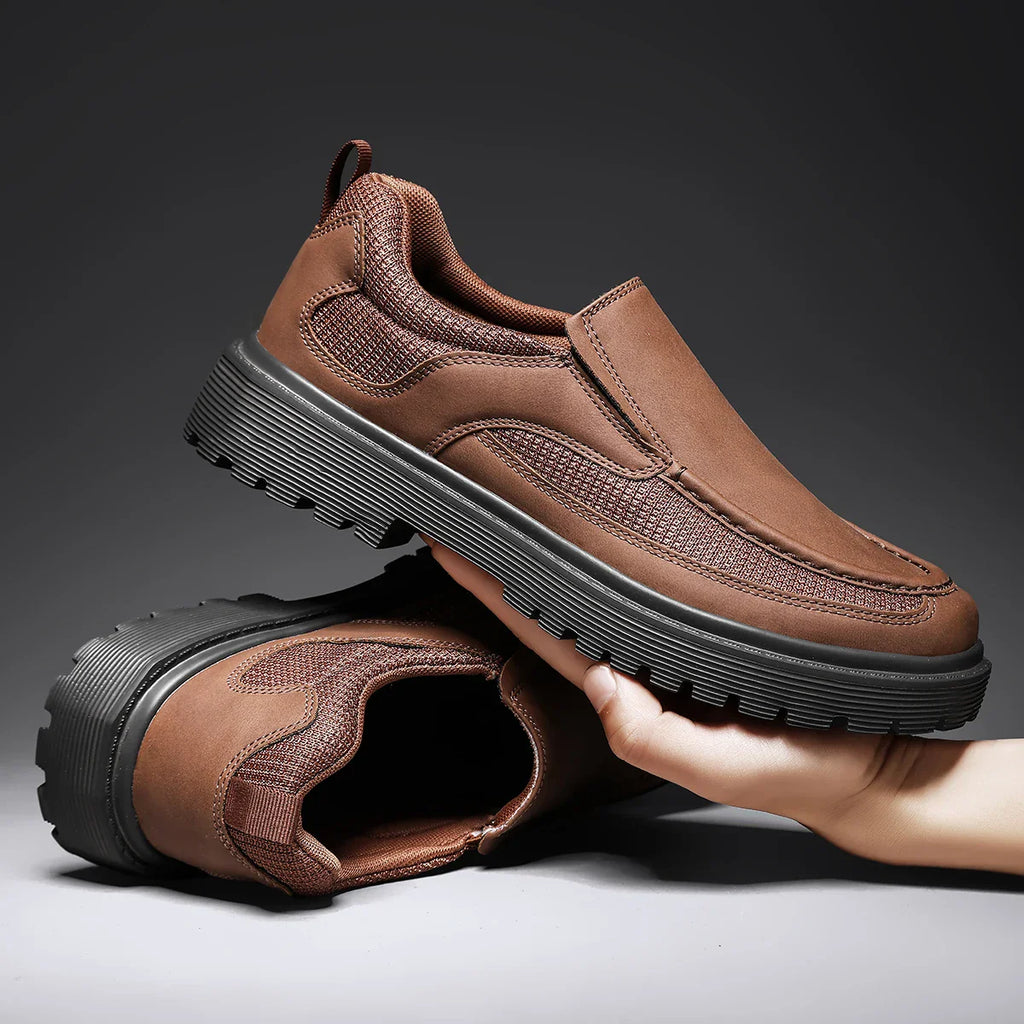 Fashion Khaki Casual Shoes for Men Suede Leather Loafers Men Platform Slip-On Men's Driving Shoes Lightweight Leisure Men Shoes