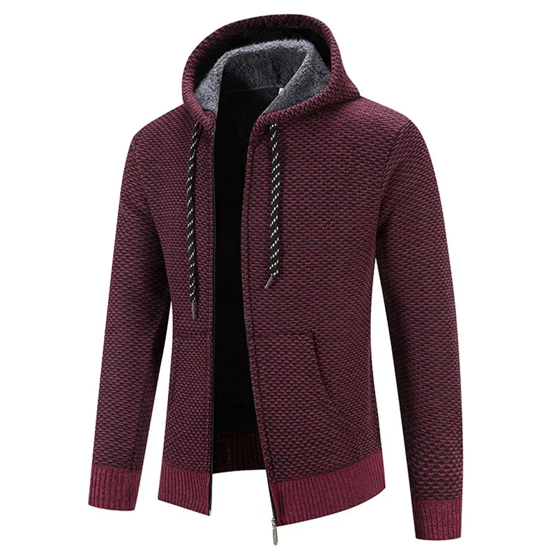 Male Knitted Casual Jackets with Hood Men's Sweater Coat Y2K Hoodies Korean Streetwear Baseball Jumpers Jersey Top Clothing