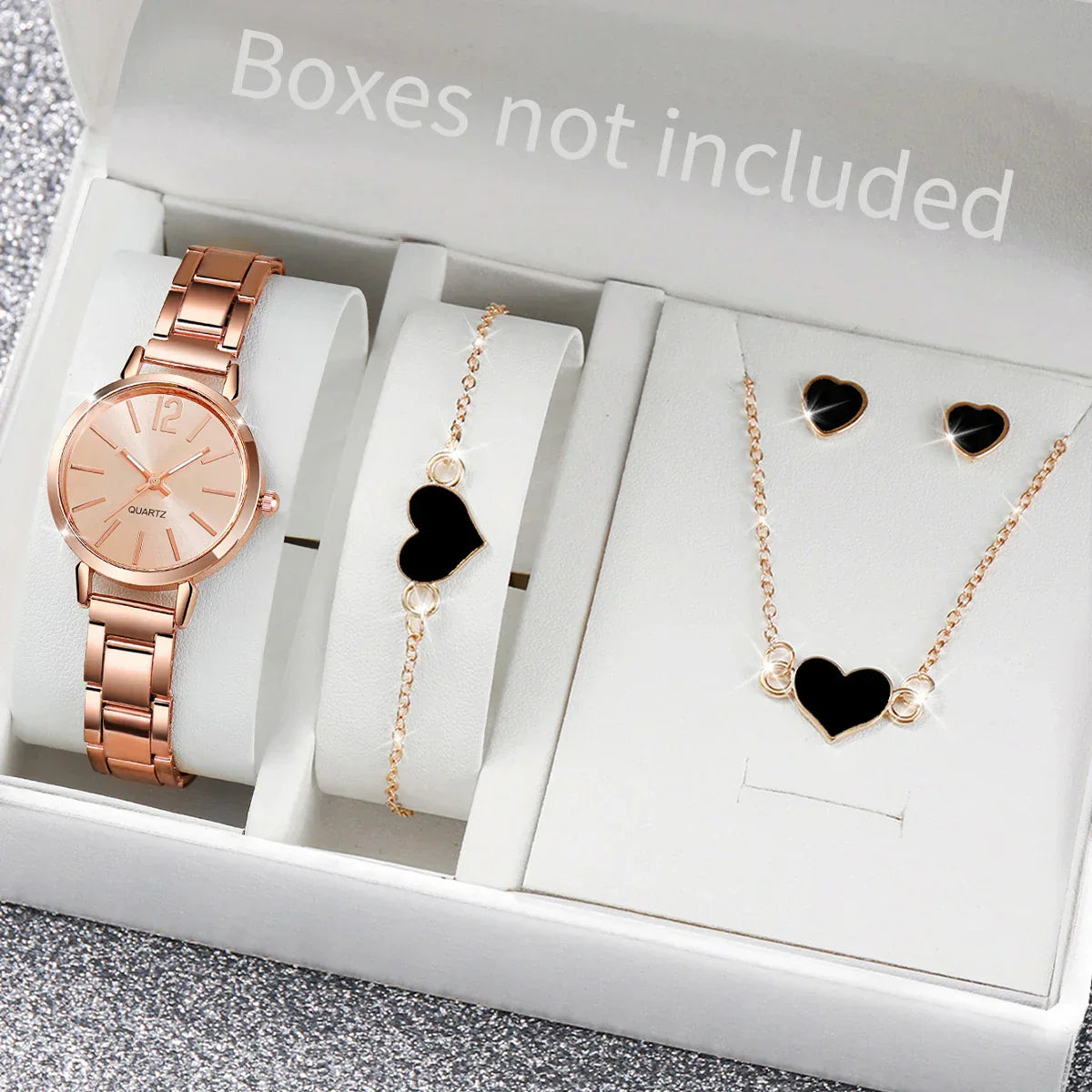 5/6PCS Fashion Women Watches Jewelry Set Luxury Analog Quartz Watch for Women Reloj Mujer Girls Clock Gift（Without Box）