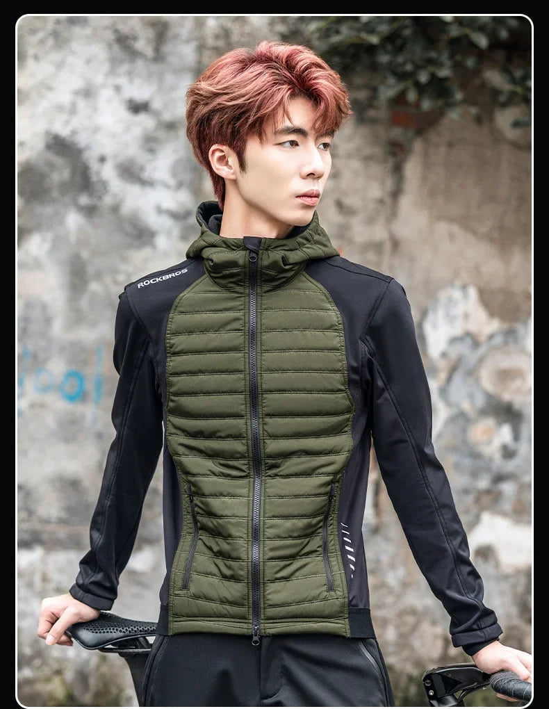 Winter Thermal Fleece Cycling Jersey Men's Ultralight Down Jacket MTB Road Bicycle Clothing Long Sleeve Ciclismo Coat