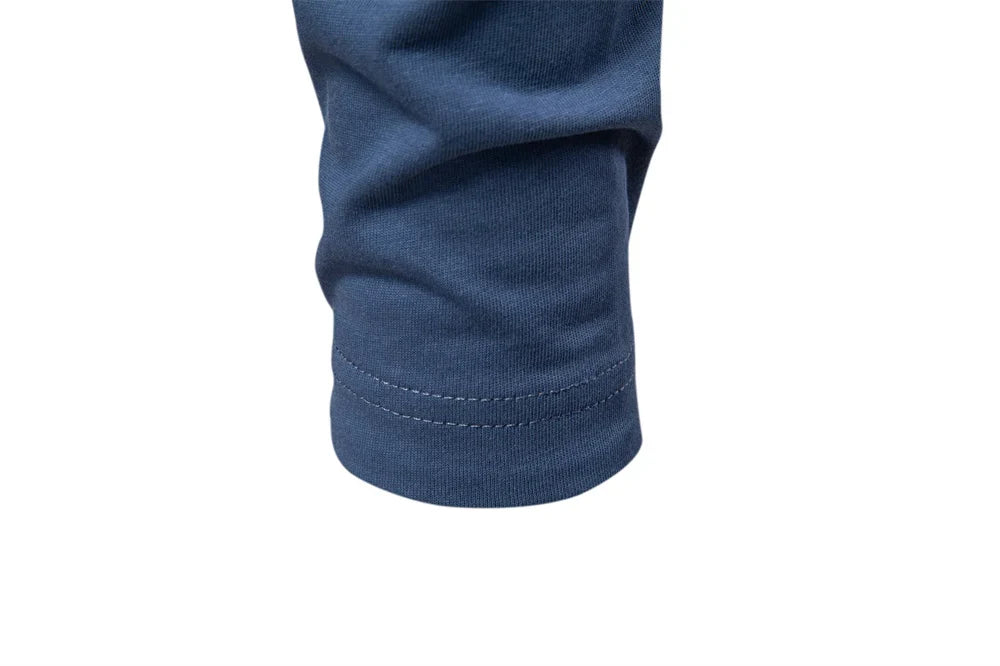 Men's Long SleeveT-shirt Fashion HIgh Quality Cotton t shirt for man button collar basic tshirt