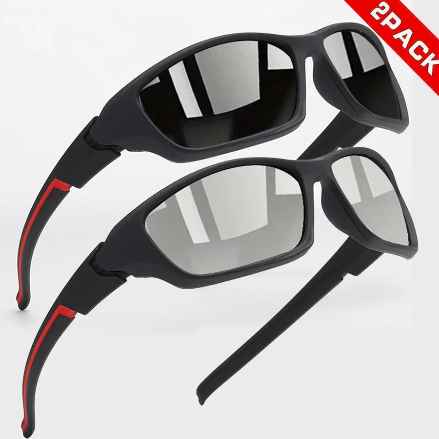 2PCS Colorful Sports Sunglasses - Wraparound Design, UV400 Unisex Comfort Fit for Cycling, Hiking & Outdoor