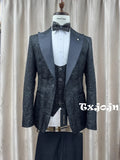 Glitter Luxurious Men's Formal Suits 3 Pieces Dancing Wear Elegant Peak Lapel Suit Set For Men Business Party Outfit S-3XL