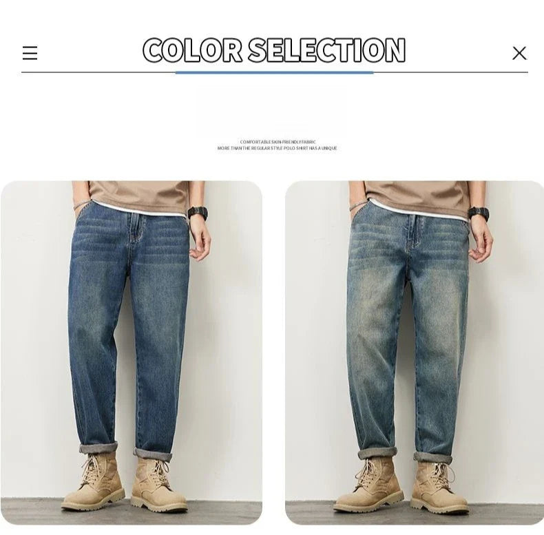Summer Micro-cone Straight Jeans for Men Loose Comfortable and Versatile Casual Teenager Trendy Retro Trousers jeans for man