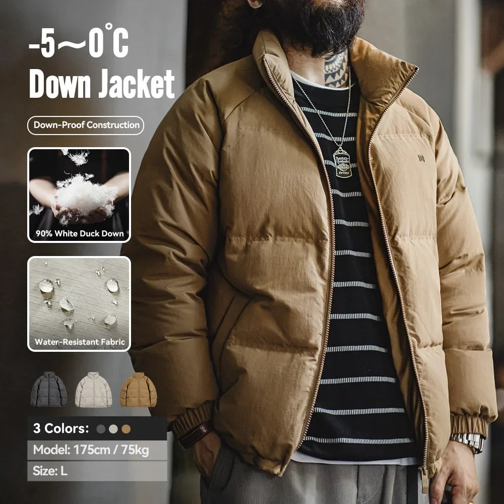 Winter Down Jacket for Men White Duck Down Filling Outdoor 4-Grade Waterproof Stand-up Collar Coat Thickened Warm Jacket
